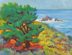 Colorful Coastal Landscape Mid-Late 20th Century Oil Painting