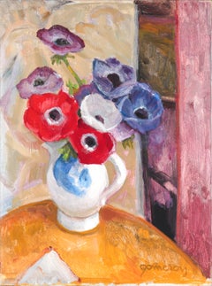 Poppies in a Pitcher 20th Century Oil Still-life