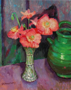 Still Life with Pink Poppies, Oil Painting, 20th Century