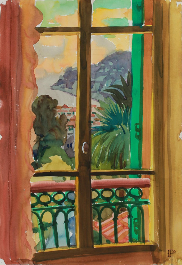 Frederick Pomeroy The Window On Ville Franche 1965 Watercolor