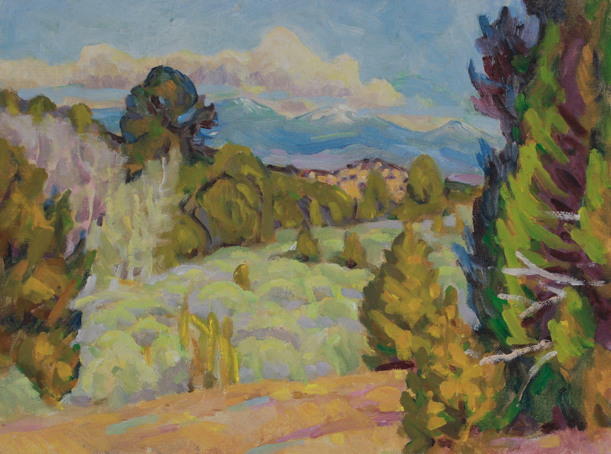 Frederick Pomeroy - Desert Scrub Landscape 20th Century Oil Painting at