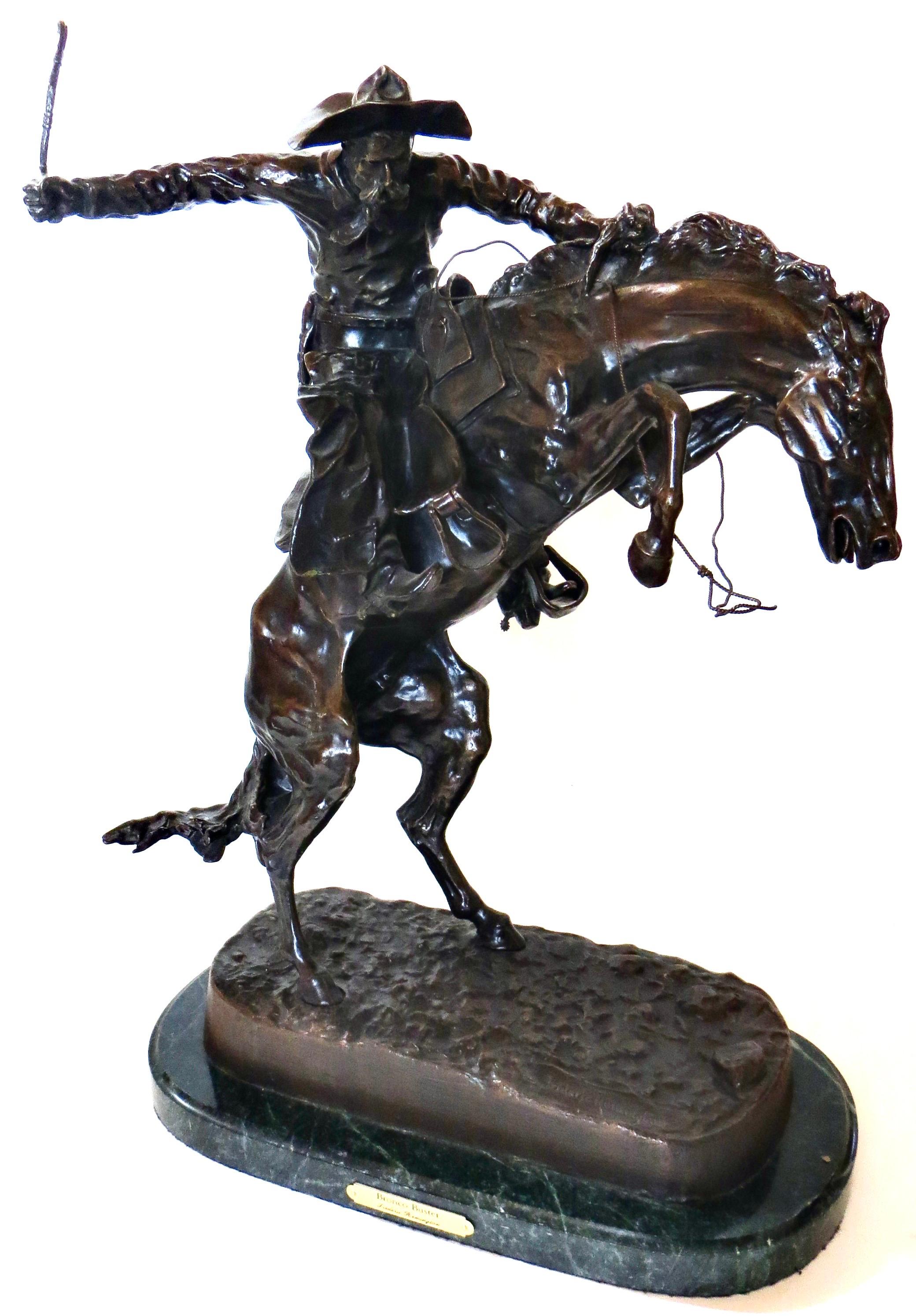 Frederick Remington „Bronco Buster“ Bronze. Amerikanisch, CIRCA 1940er Jahre im Angebot 2