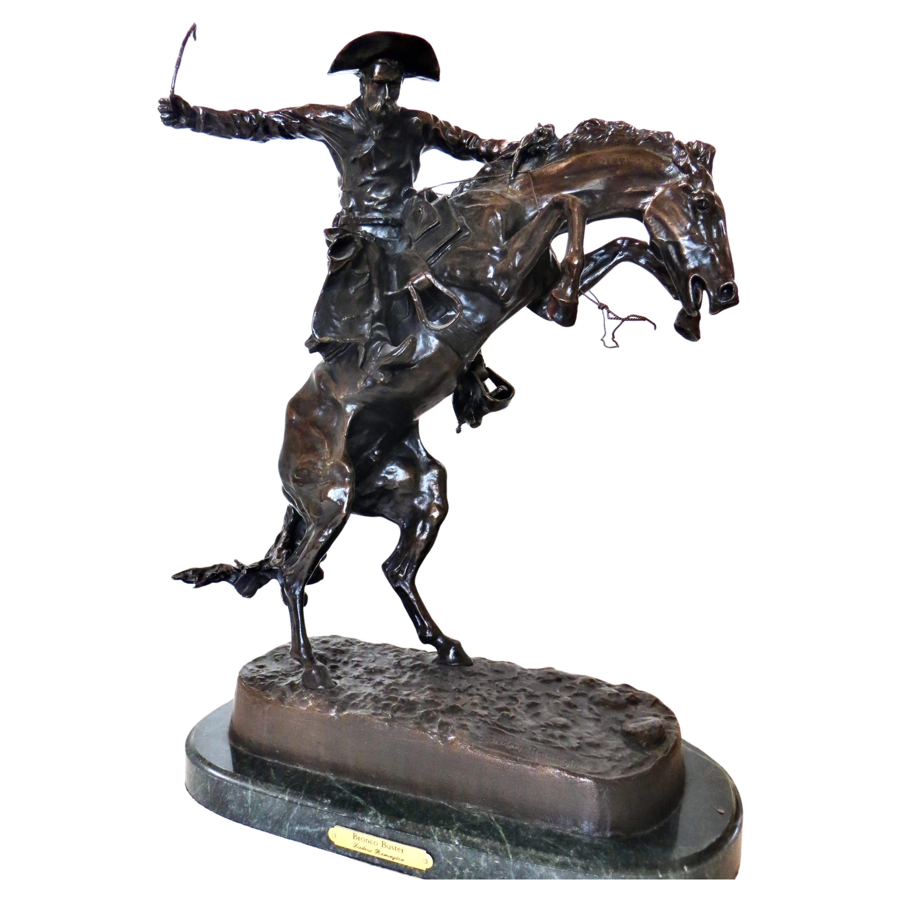 Frederick Remington "Bronco Buster" Bronze. American, Circa 1940's For Sale