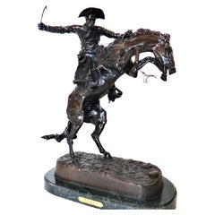 Used Frederick Remington "Bronco Buster" Bronze. American, Circa 1940's