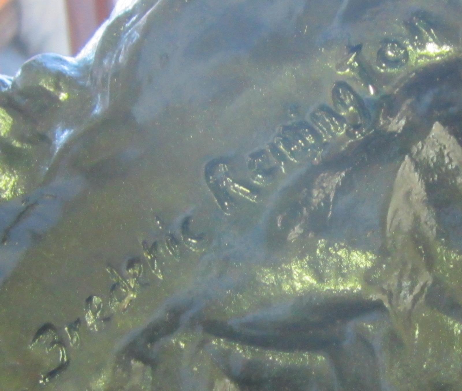 Late 20th Century Frederick Remington Replica Bronze on an Embossed Bronze Plinth