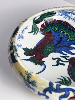Frederick Rhead Cuenco Dragón para Bursley Ware, cerámica pintada a mano, Inglaterra