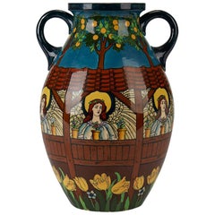 Frederick Rhead Foley Intarsio-Kunstkeramik-Vase:: um 1899