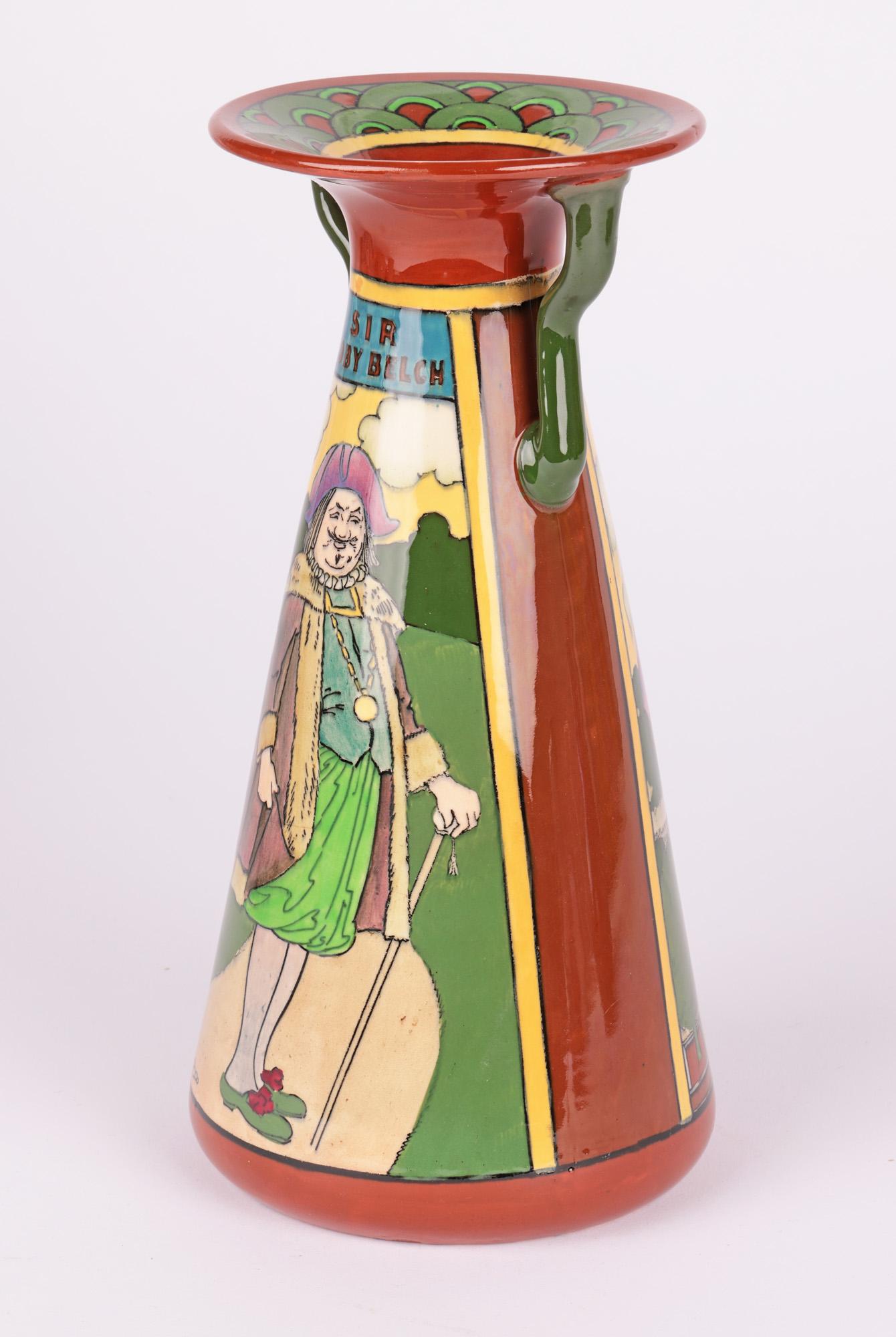 Frederick Rhead Foley Intarsio Twelfth Night Art Pottery Vase 1