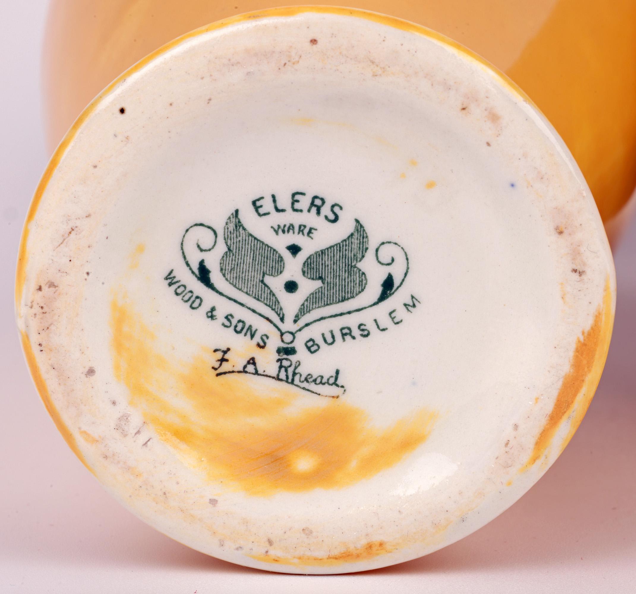 Frederick Rhead Coppia di vasi Art Line di Elers Ware in stile liberty in vendita 8
