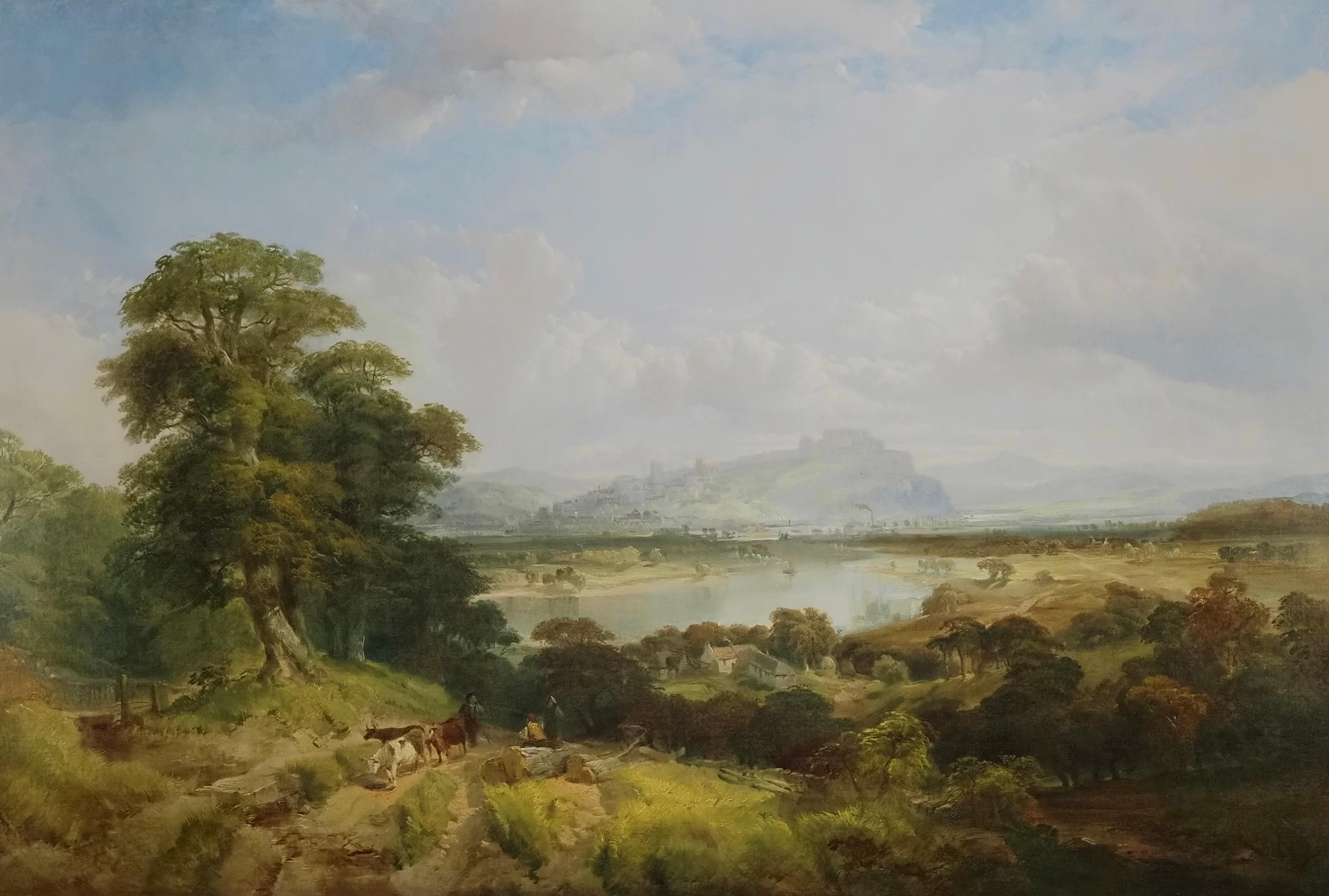 View of Stirling from the Forth - Painting by Frederick Richard Lee