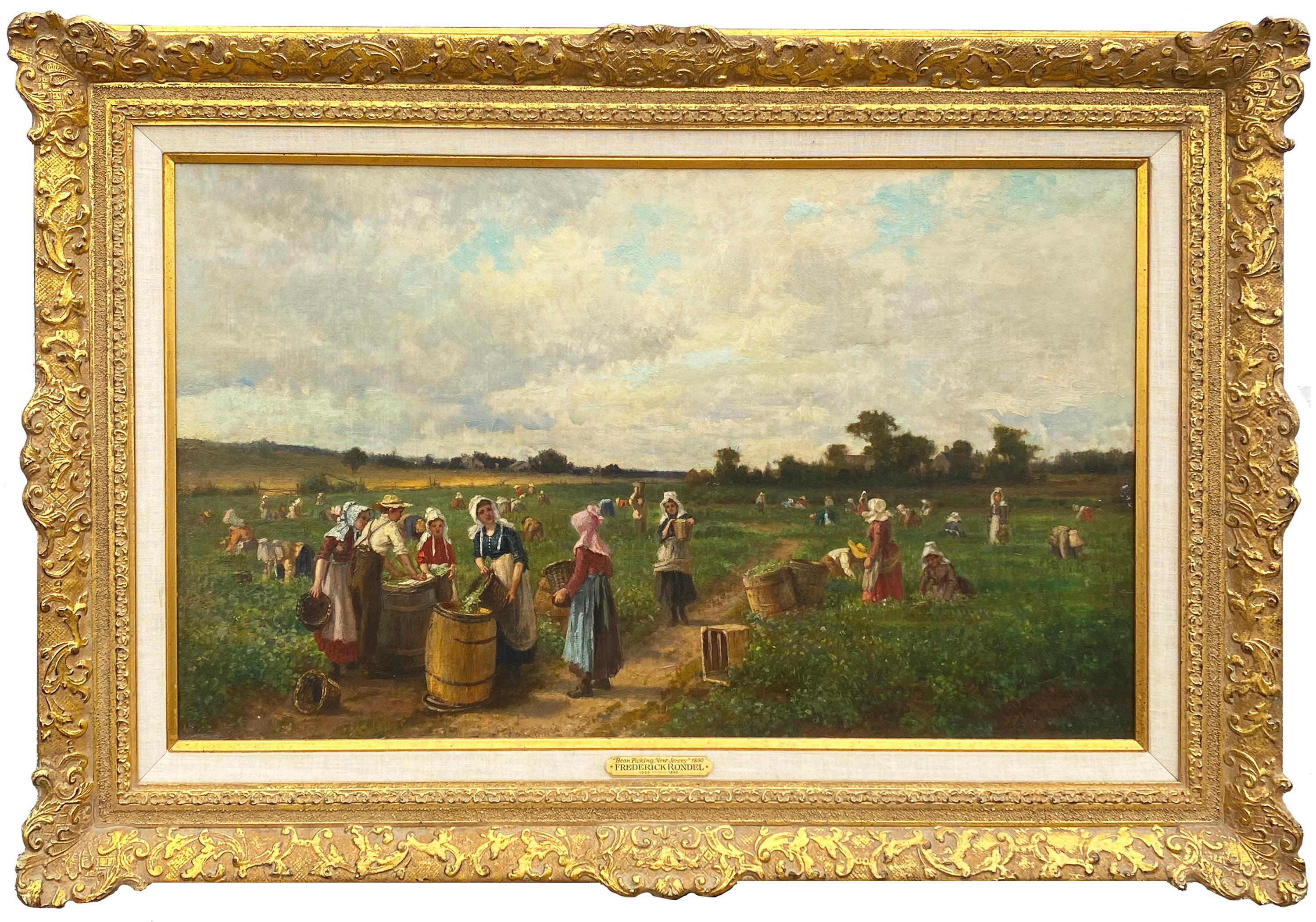 Bean Picking, New Jersey, 1890 - Painting by Frederick Rondel