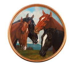 Frederick Rondel (American 1826-1892) A Large, Rare Painting of "Four Horses" 