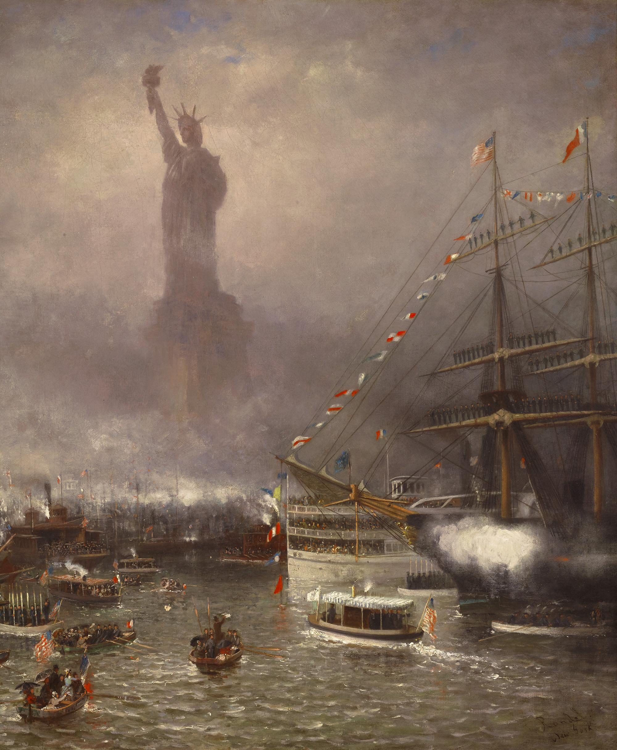 Frederick Rondel
1826-1892  Francese

Celebrazione della Statua della Libertà, 28 ottobre 1886

Firmato e iscritto 