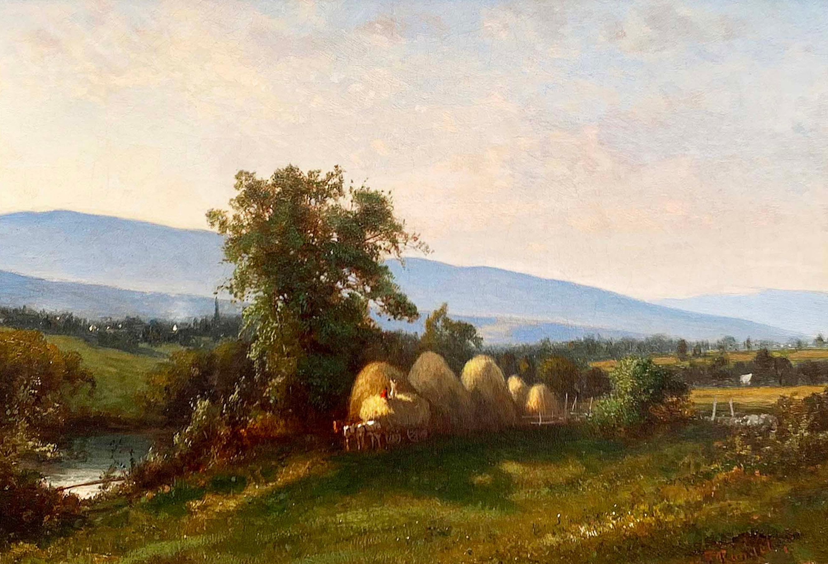 Haying in the Hudson River Valley by Frederick Rondel, Sr. (American, 1826-1892) For Sale 1