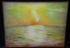 Western Sea, bright and colorful abstract landscape of sun over the sea