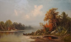 Autumn on Lake George Landscape Painting signed by Frederick Ferdinand Schafer