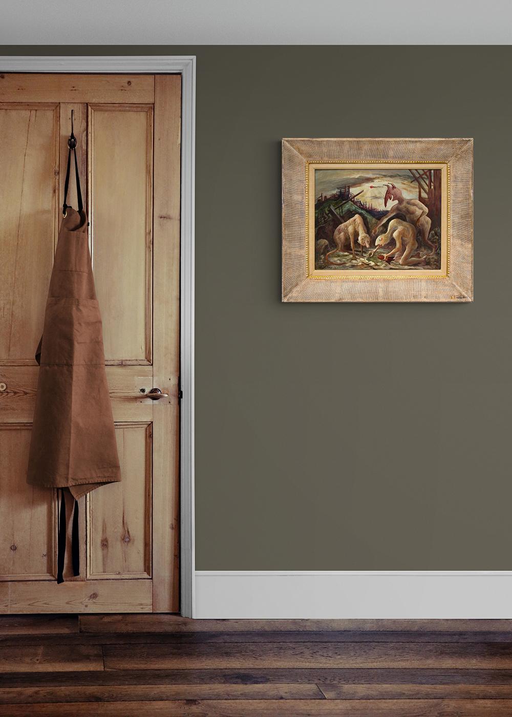Crepúsculo de la Historia, década de 1940 Pintura al óleo figurativa modernista estadounidense original en venta 1