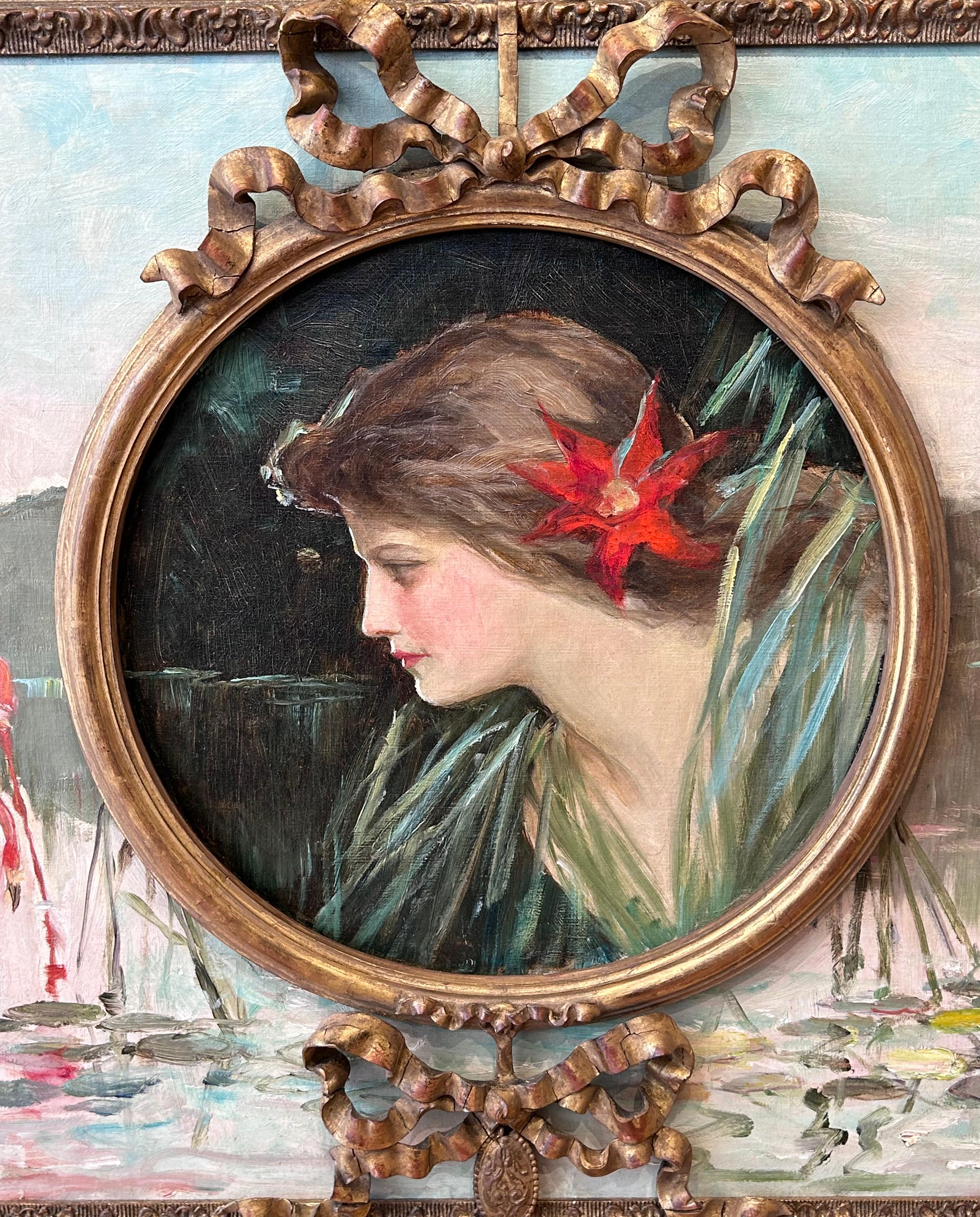 Flamingo-Porträt der Dame der Everglades (Amerikanischer Impressionismus), Painting, von Frederick Stuart Church
