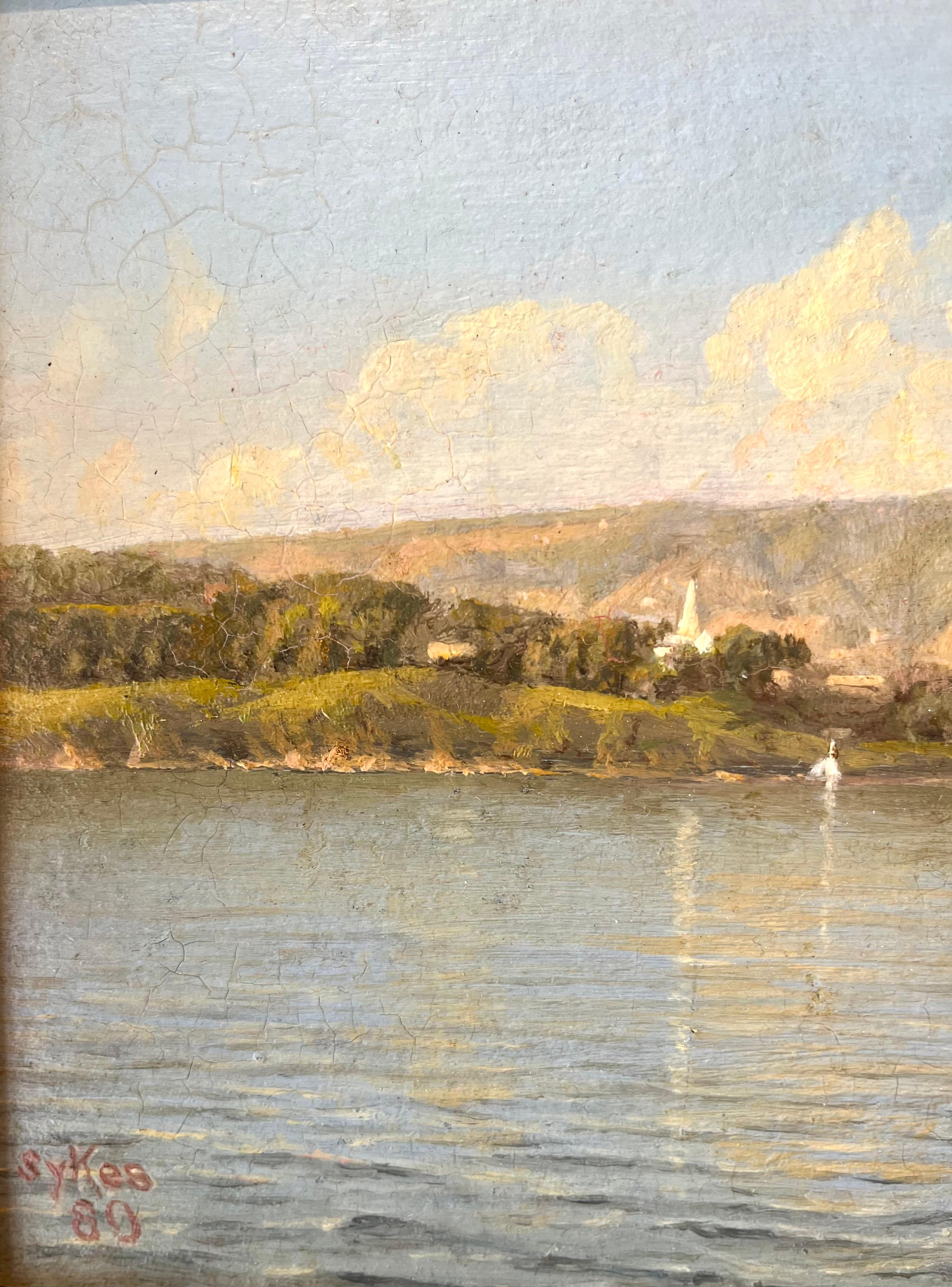 Paisaje en miniatura de velero al óleo - Landscape Painting Marrón de Frederick Sykes