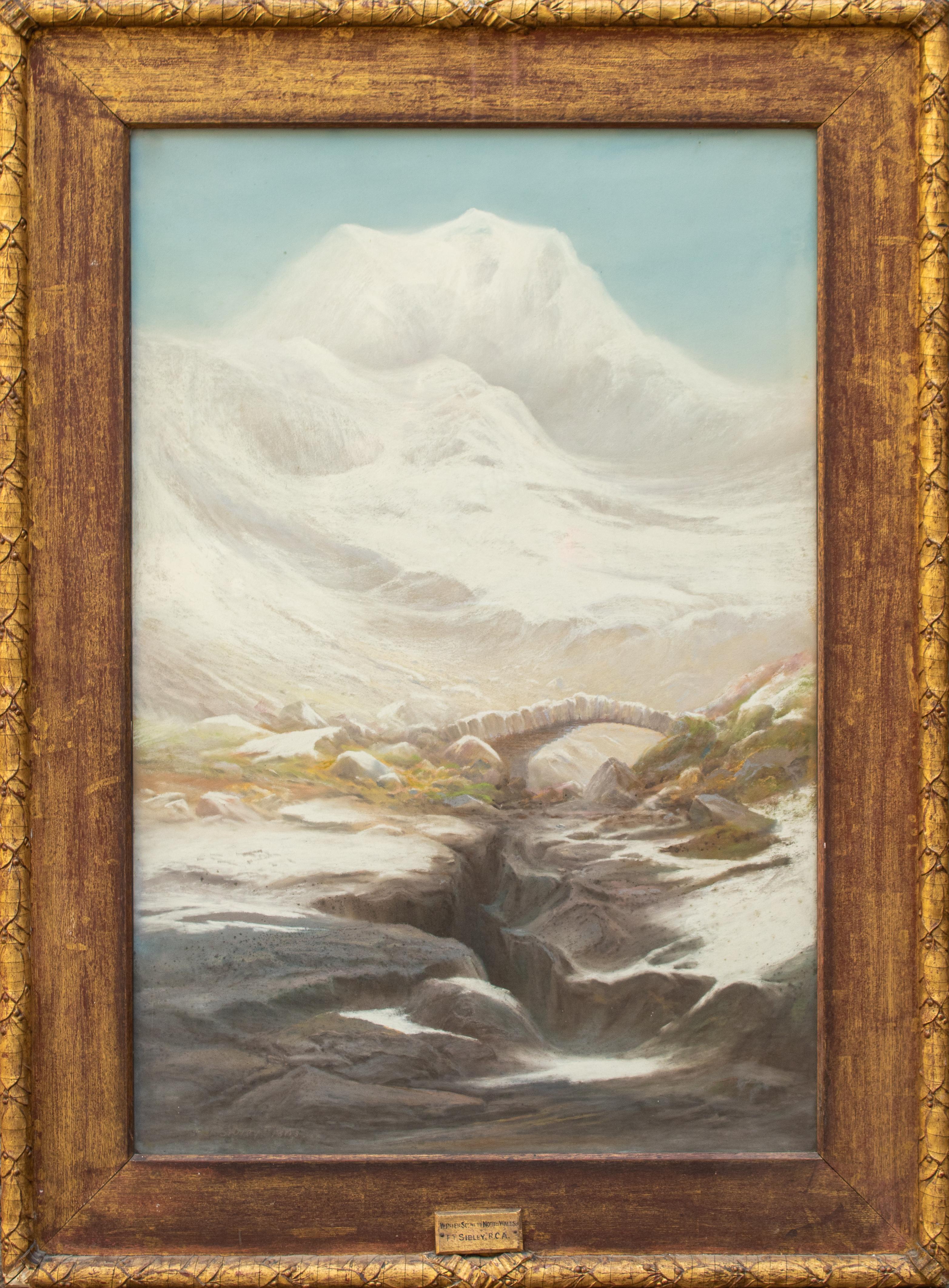 Frederick T. Sibley (1837-1912)

Scena invernale nel Galles del Nord

Pastello su tavola, cm 122 ,5 x 81,5

Con cornice cm 151,5 x 111

Firmato in basso a sinistra “FT Sibley 1893”

L’opera in esame raffigura un luminoso paesaggio invernale che si