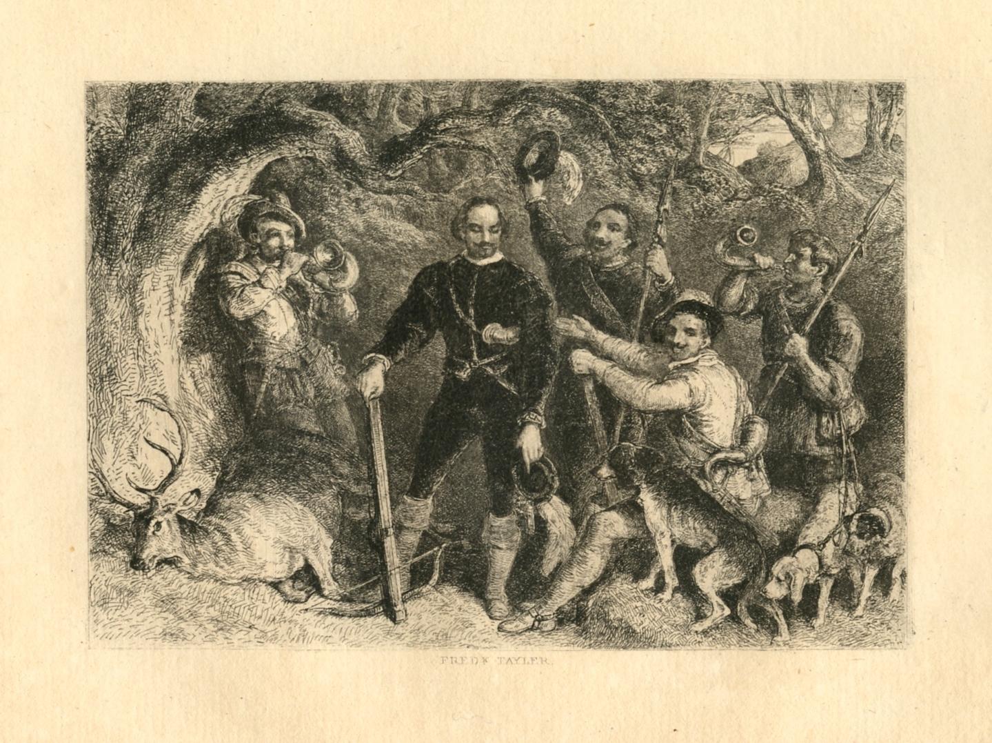 "The Forester's Song" original etching - Print by Frederick Tayler