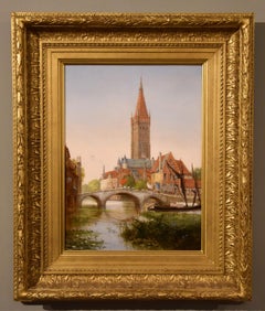 Ölgemälde von Frederick Tully Lott "Die Heilige Prozession, Brügge"