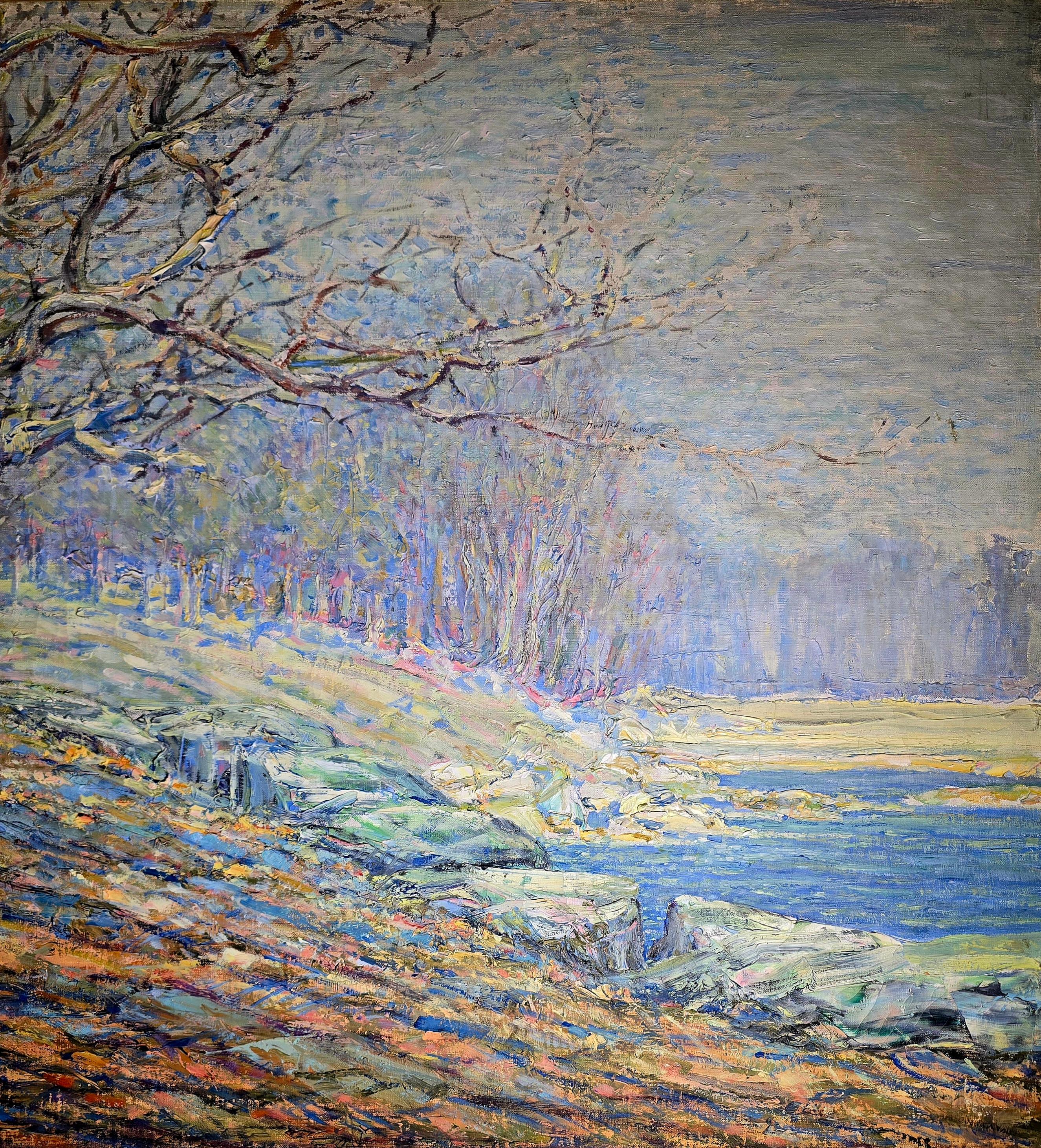 Olney Pond, Rhode Island - American Impressionist Painting by Frederick Usher De Voll 