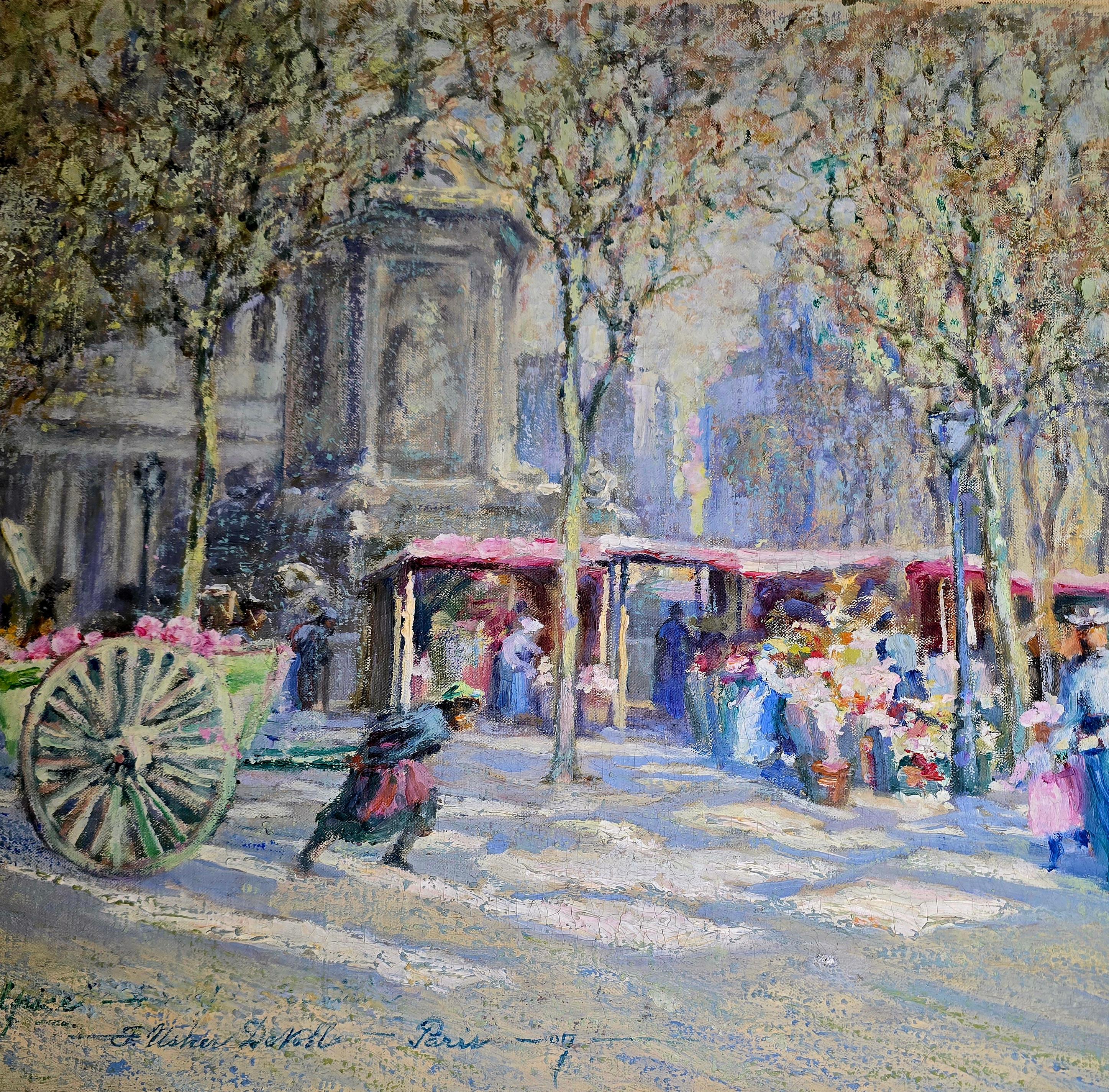 Saint Sulpice, Paris - American Impressionist Painting by Frederick Usher De Voll 