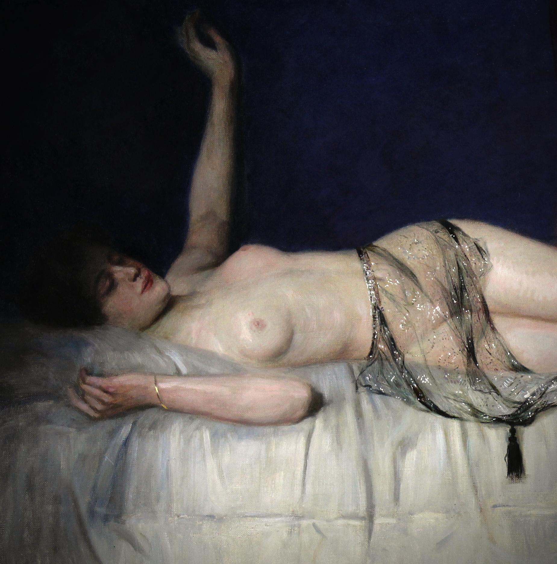 Huile sur toile américaine, odalisque couchée nue par Frederick Vezin en vente 2