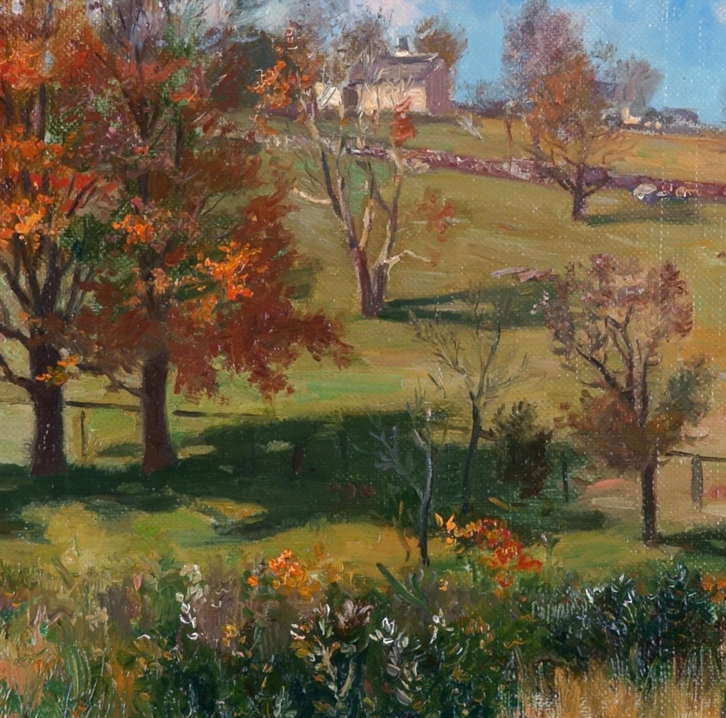 Herbstlandschaft im Sonnenlicht – indischer Sommer – – Painting von Frederick Vezin