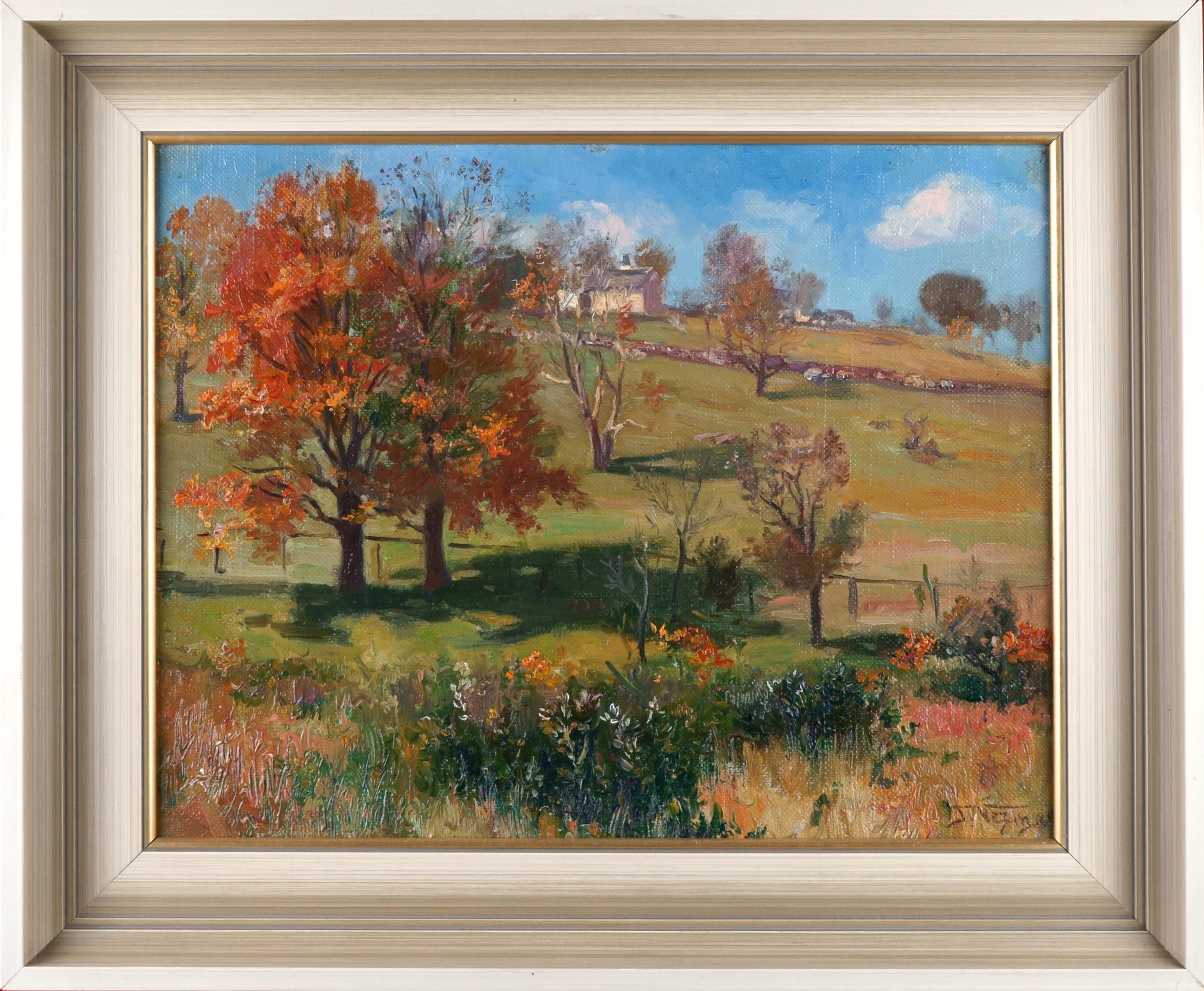 Paysage d'automne à la lumière du soleil - Été indien - - Impressionnisme Painting par Frederick Vezin
