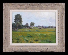 Cattle Grazing in a Landscape. Oil on Canvas