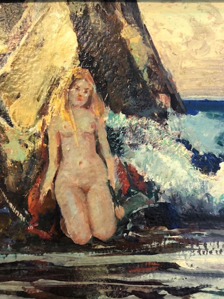 Restless Sea - Beige Figurative Painting by Frederick W. Becker