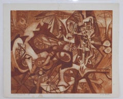 Frederick Becker Soft Ground Etching, 1951, “Jam Session ll”