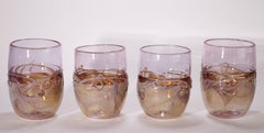 Frederick Warren Set of 4 Glasses, American Studio Art Glass
