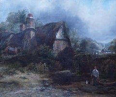 Dedham Watermill - Paesaggio d'arte britannico del XIX secolo, pittura ad olio di Constable.