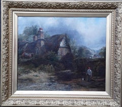 Antique Dedham Watermill - British 19thC art landscape oil painting Constable country 