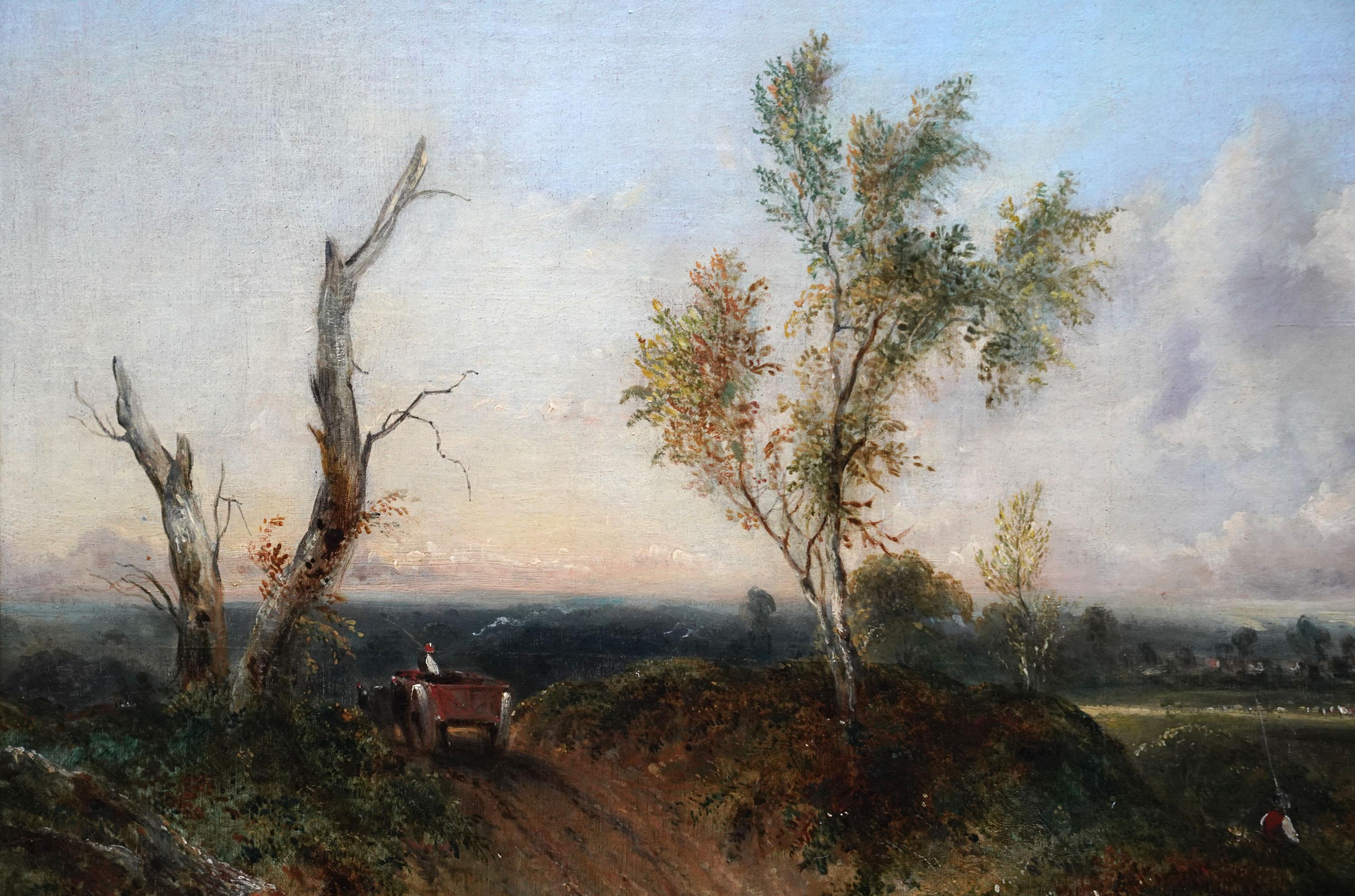 Mandriano con bestiame in un paesaggio - pittura ad olio britannica del XIX secolo di arte vittoriana - Painting Vittoriano di Frederick Waters Watts