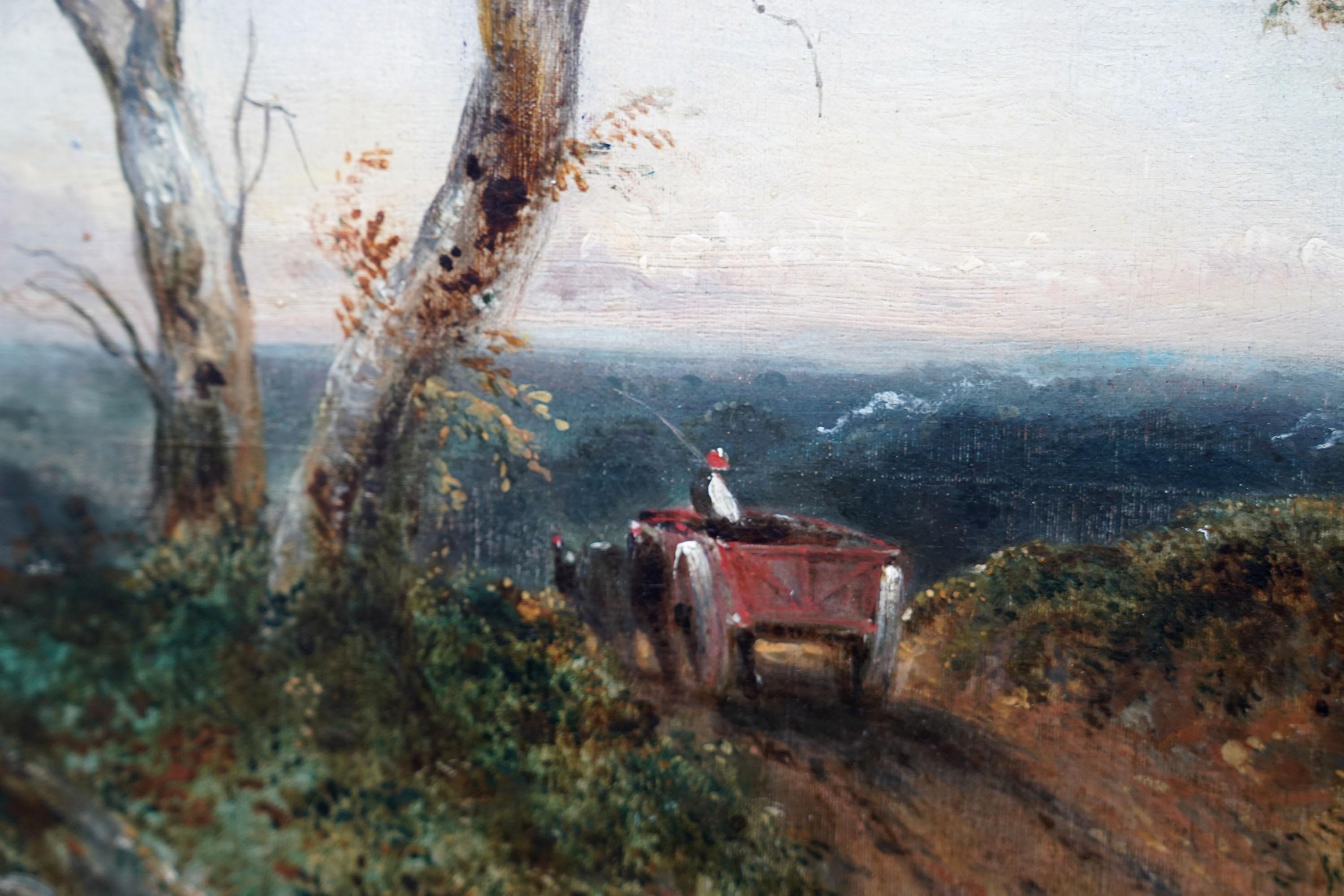 Mandriano con bestiame in un paesaggio - pittura ad olio britannica del XIX secolo di arte vittoriana in vendita 2