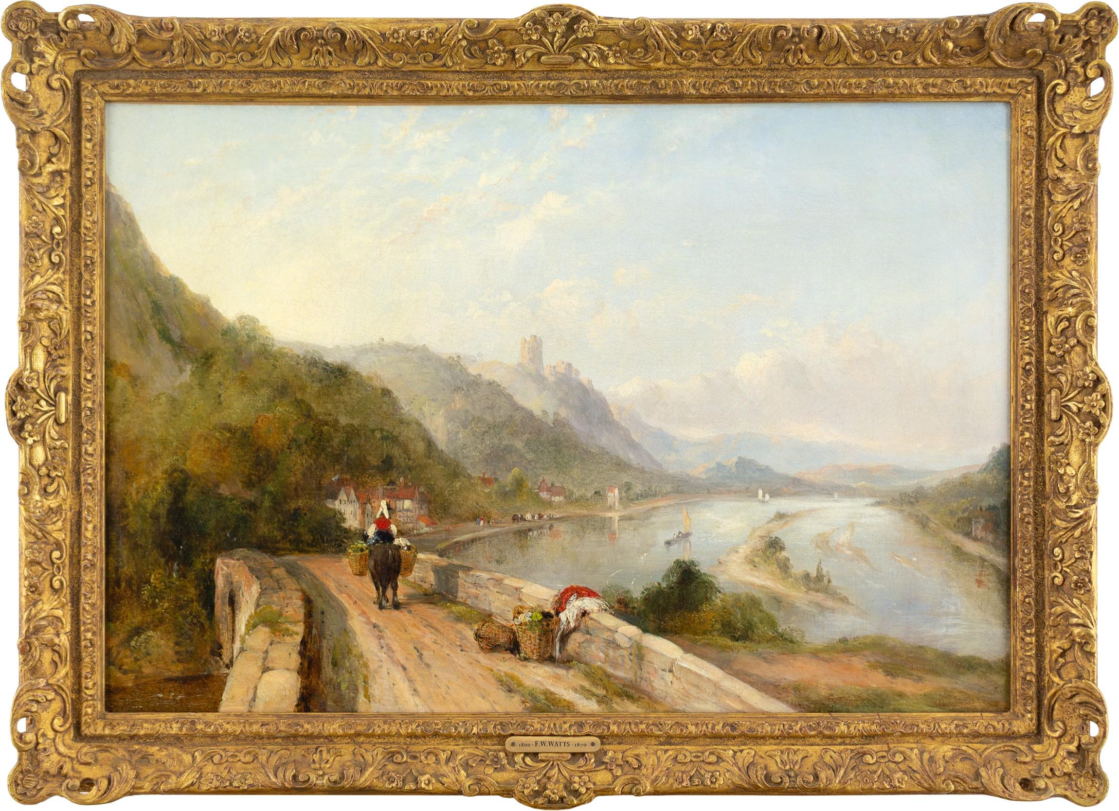 Landscape Painting Frederick Waters Watts - Le détroit de Menai, peinture de paysage du XIXe siècle