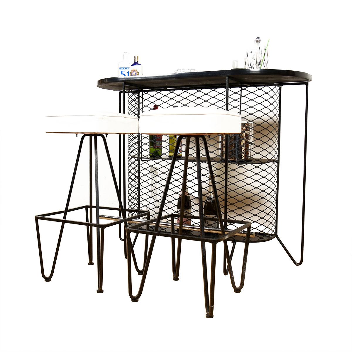 Frederick Weinberg 1950's Midcentury Bar + Hocker Set (amerikanisch) im Angebot