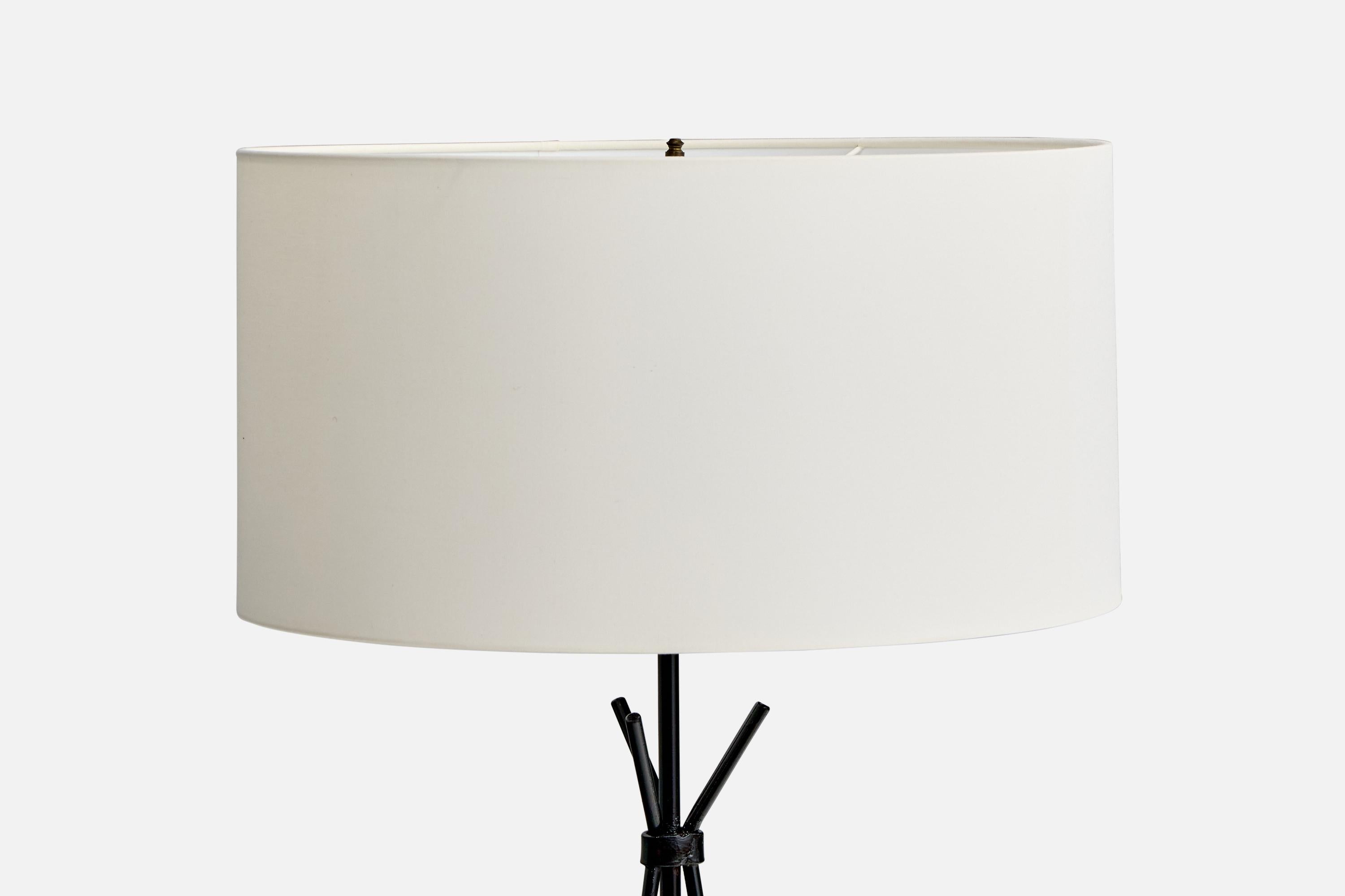 Mid-Century moderno Frederick Weinberg, Lampada da terra, Steele, Carta pergamena, USA, anni '50 in vendita