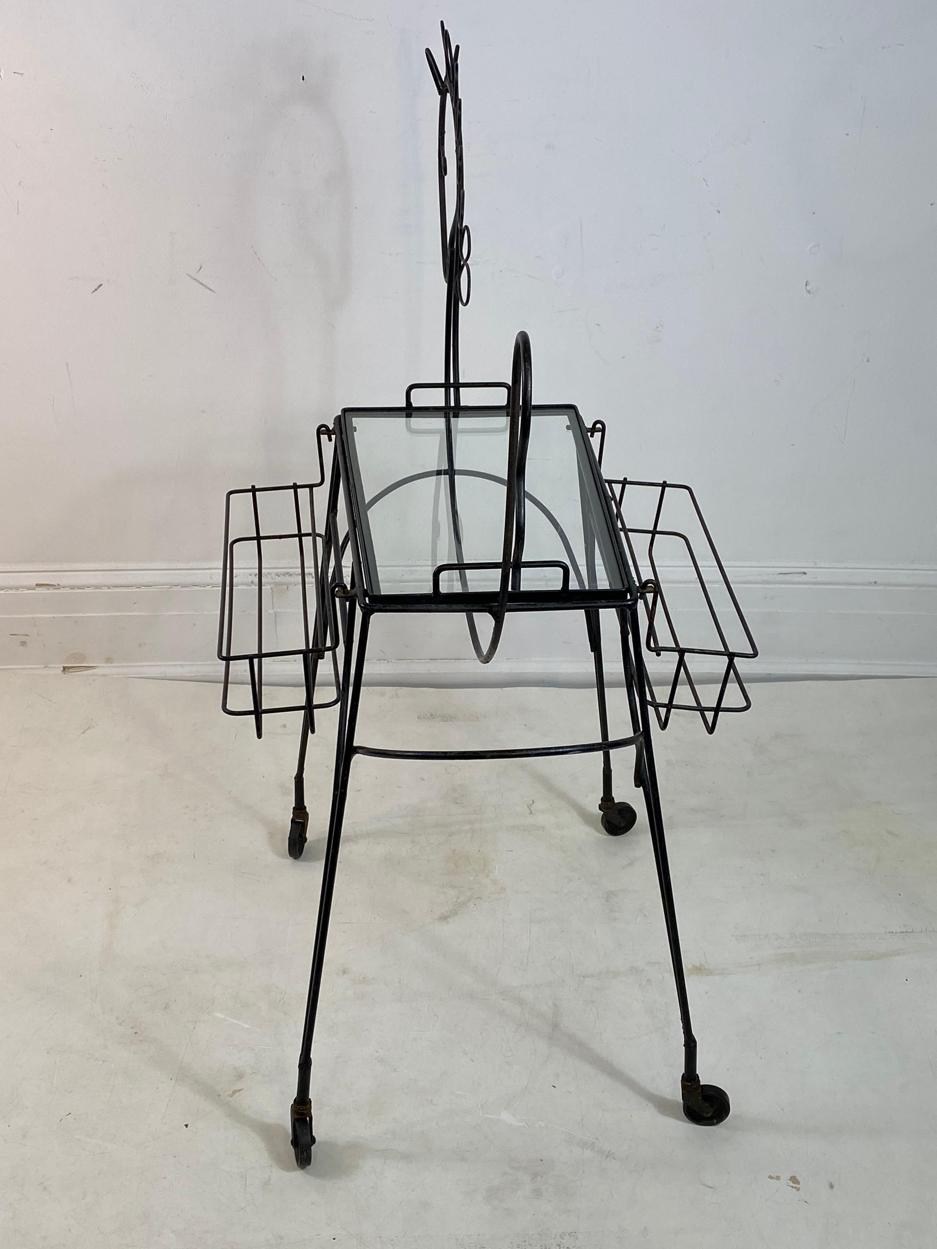 Mid-Century Modern Frederick Weinberg Horse Bar Cart For Sale