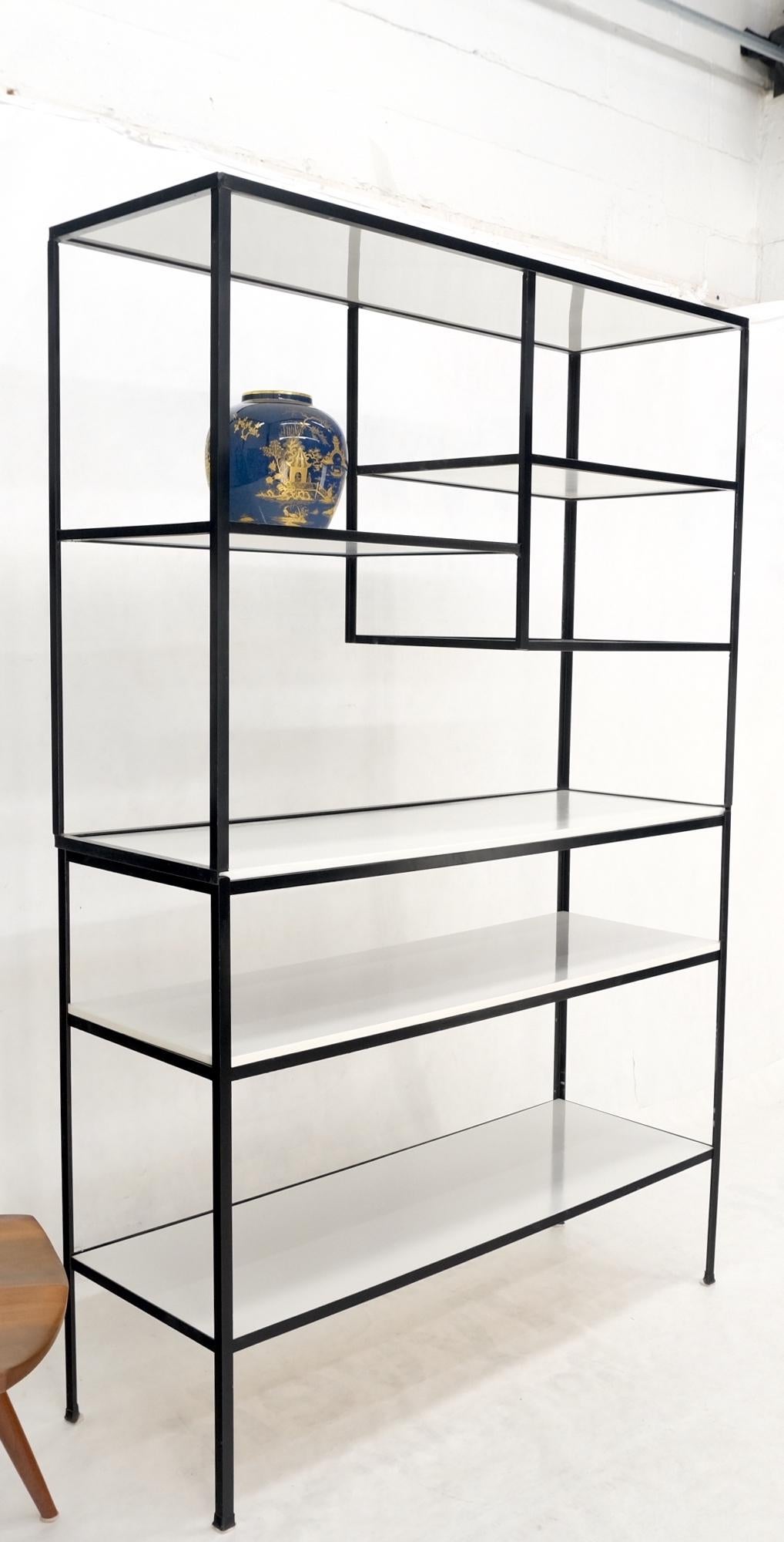 Mid-Century Modern Frederick Weinberg Iron White Enamel Shelves Etagere Wall Unit  For Sale