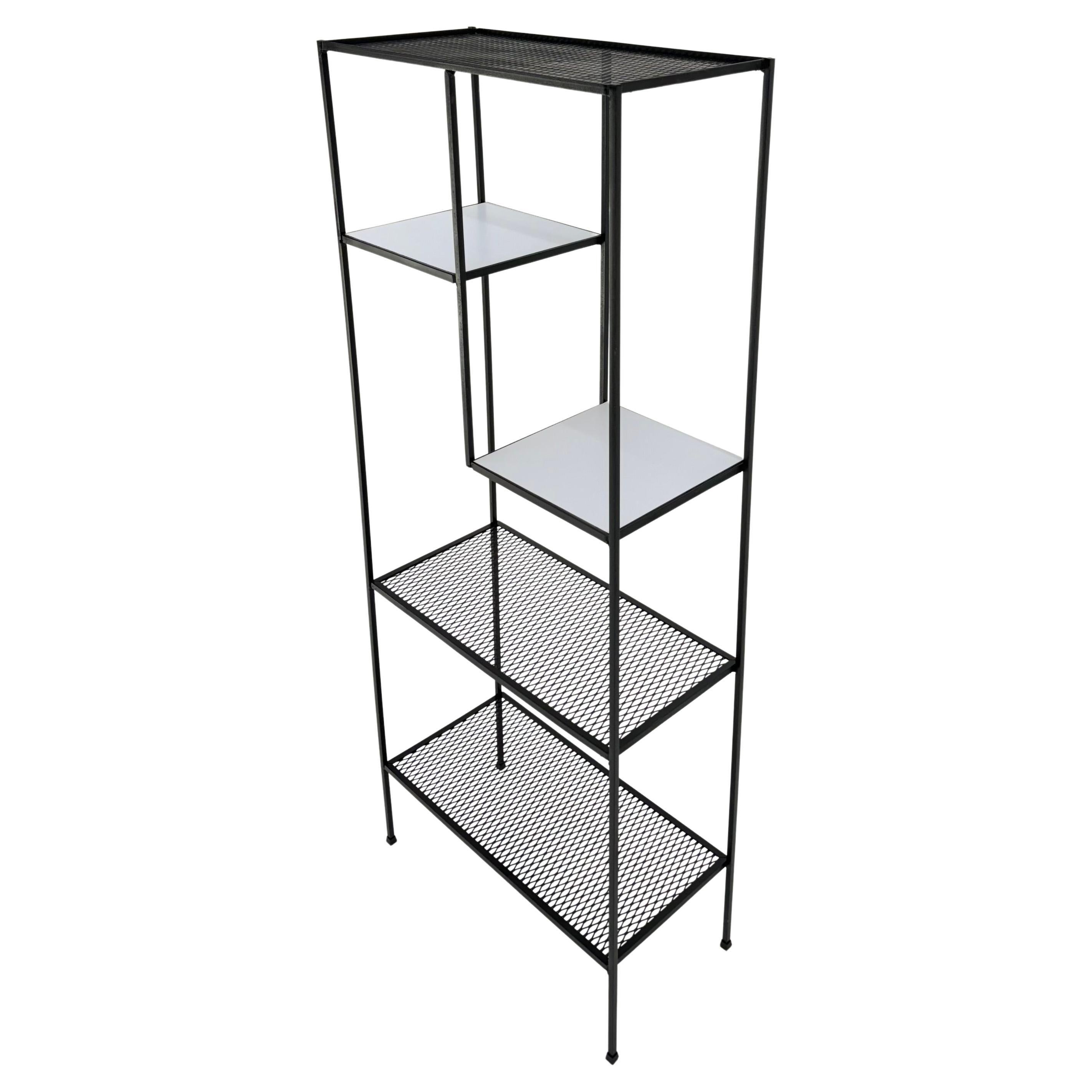 Frederick Weinberg Iron White Enamel & Wire Mesh Shelves Etagere Wall Unit MINT!