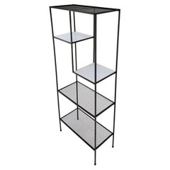 Vintage Frederick Weinberg Iron White Enamel & Wire Mesh Shelves Etagere Wall Unit MINT!