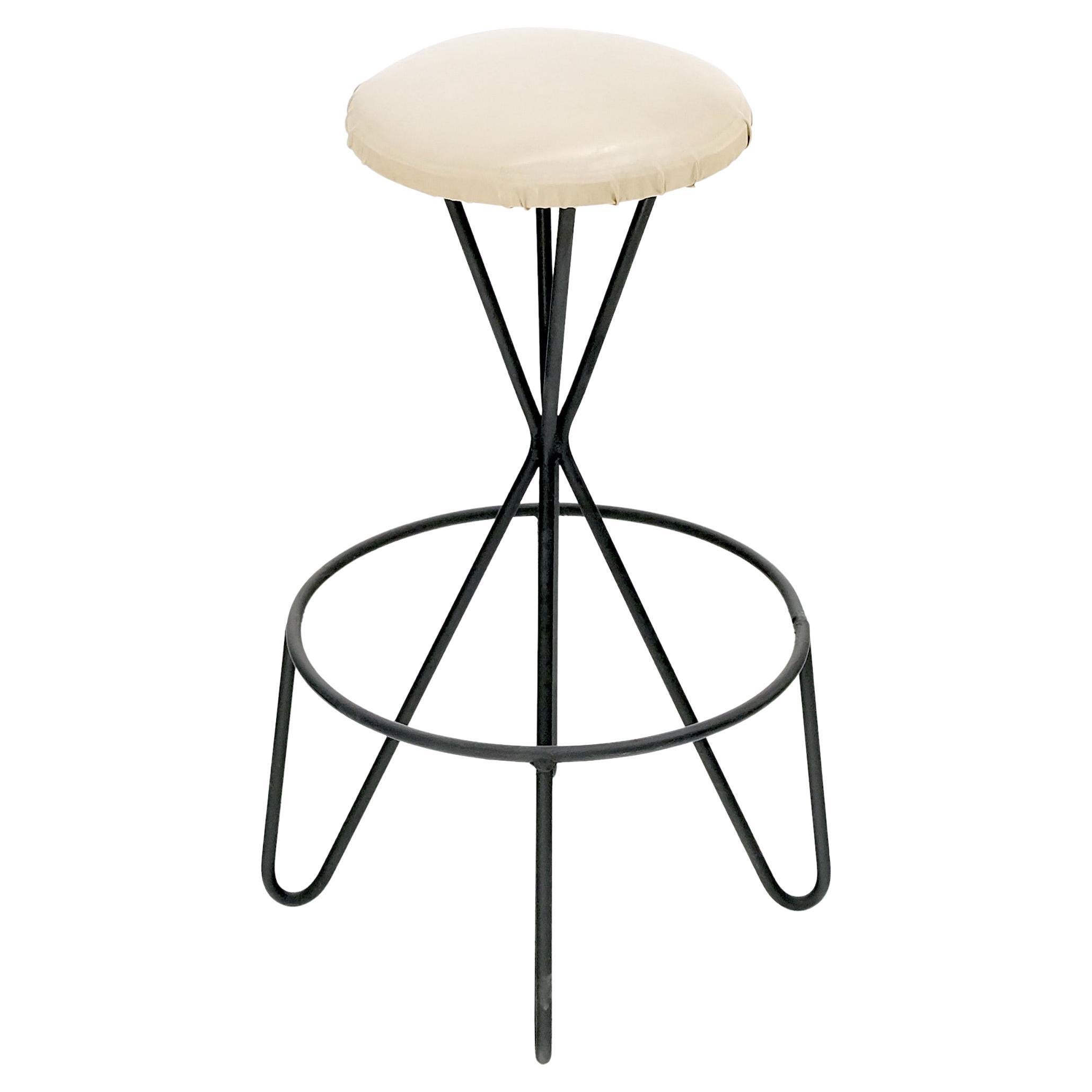 Frederick Weinberg Mid-Century Modern circa 1970s Wire Base Barstool  For Sale