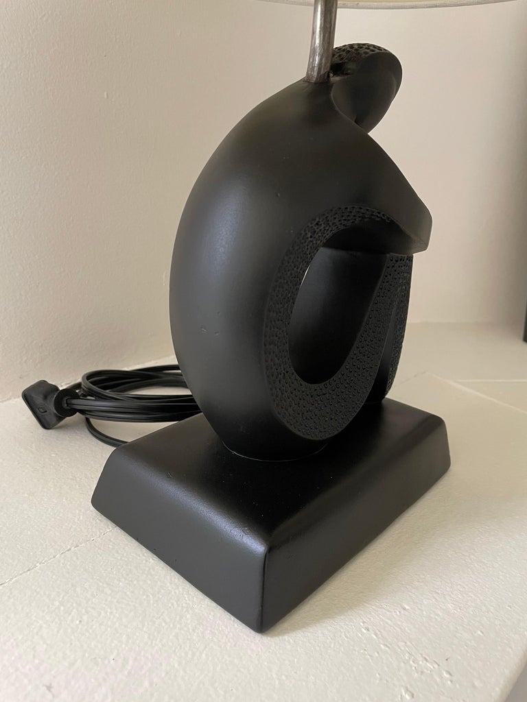 American Frederick Weinberg Sculptural Figure Table Lamp in Matte Black, 1950's For Sale