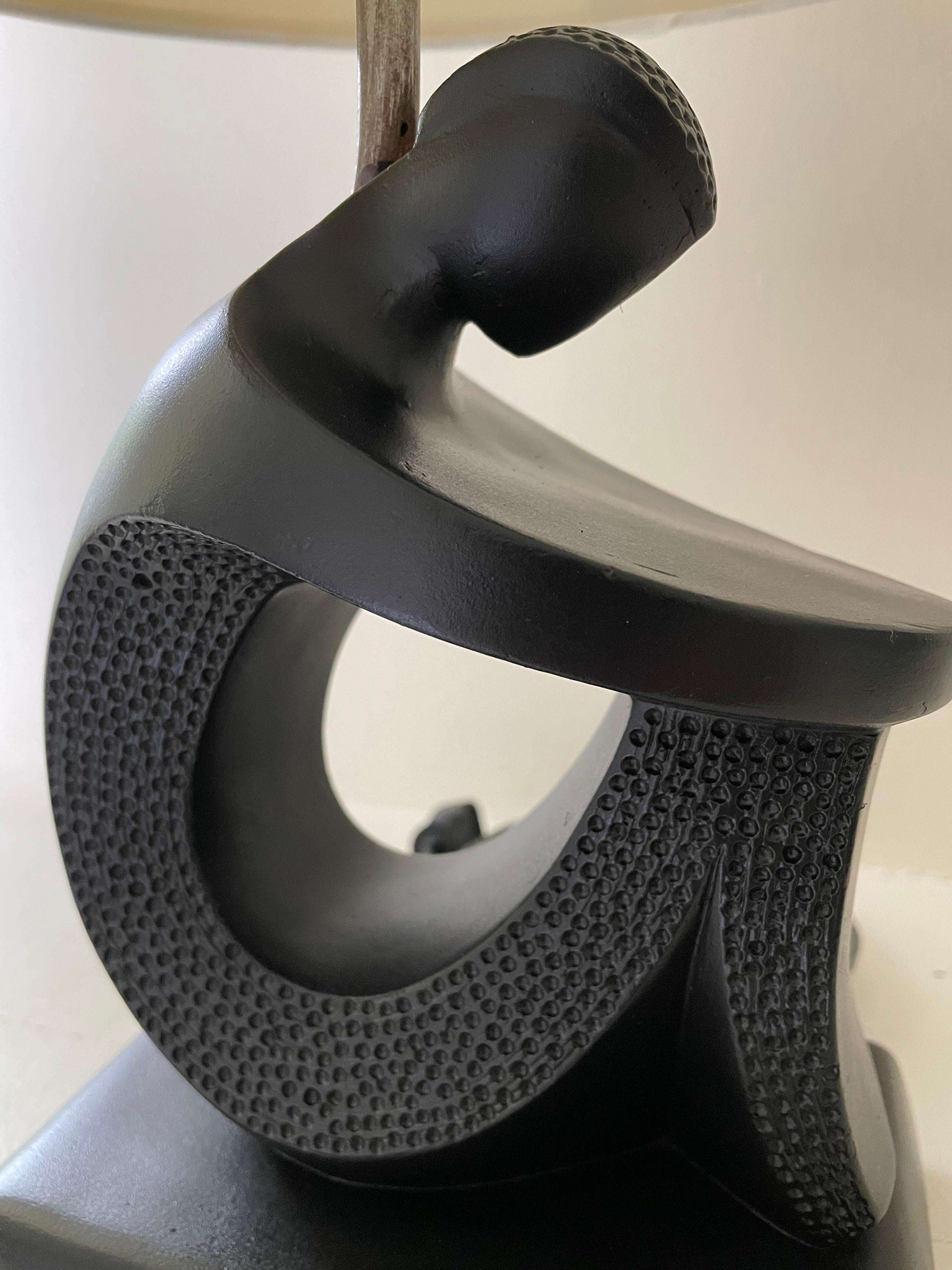 Mid-Century Modern Frederick Weinberg Sculptural Figure Table Lamp in Matte Black, 1950's