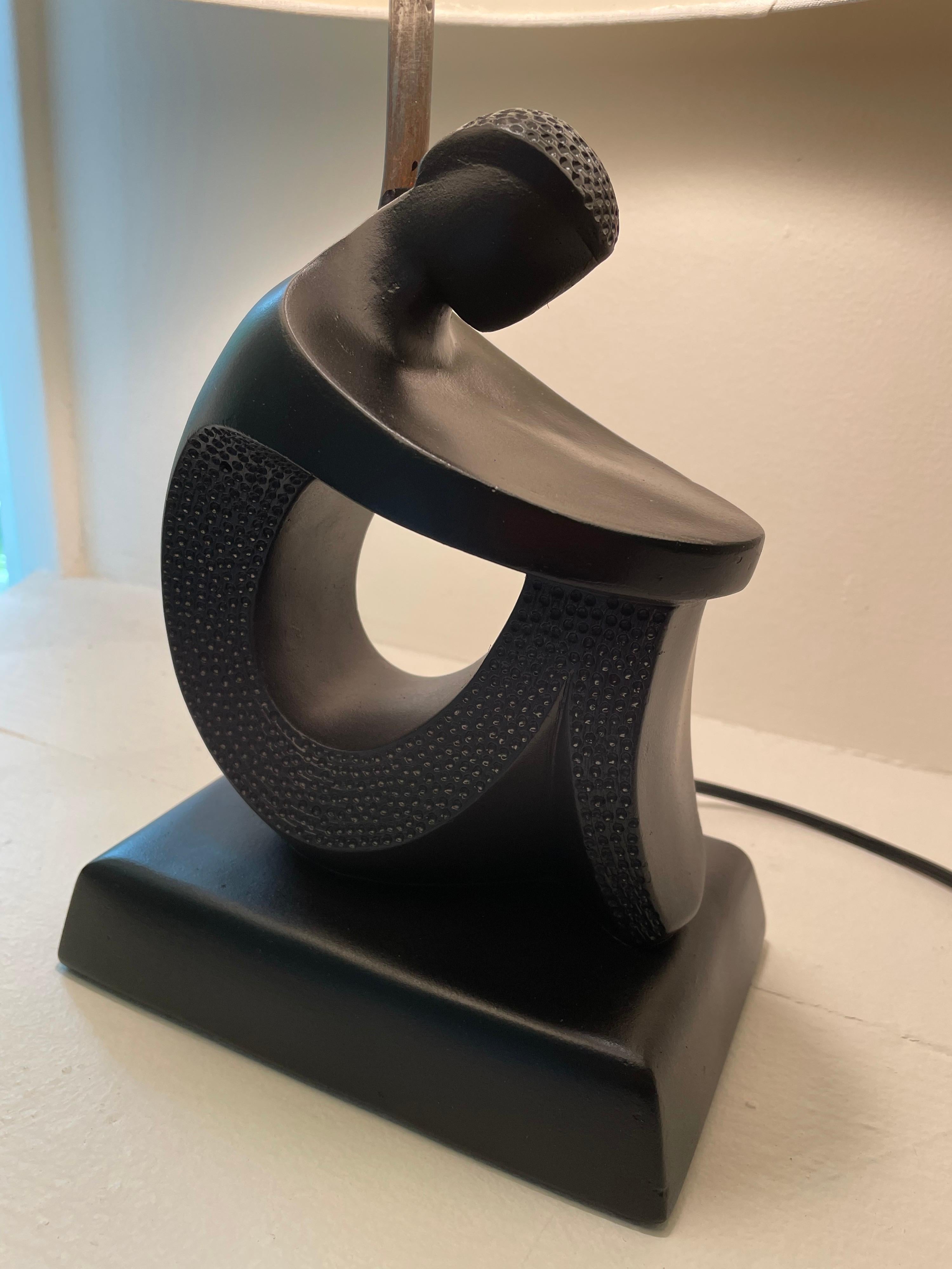 American Frederick Weinberg Sculptural Figure Table Lamp in Matte Black, 1950's